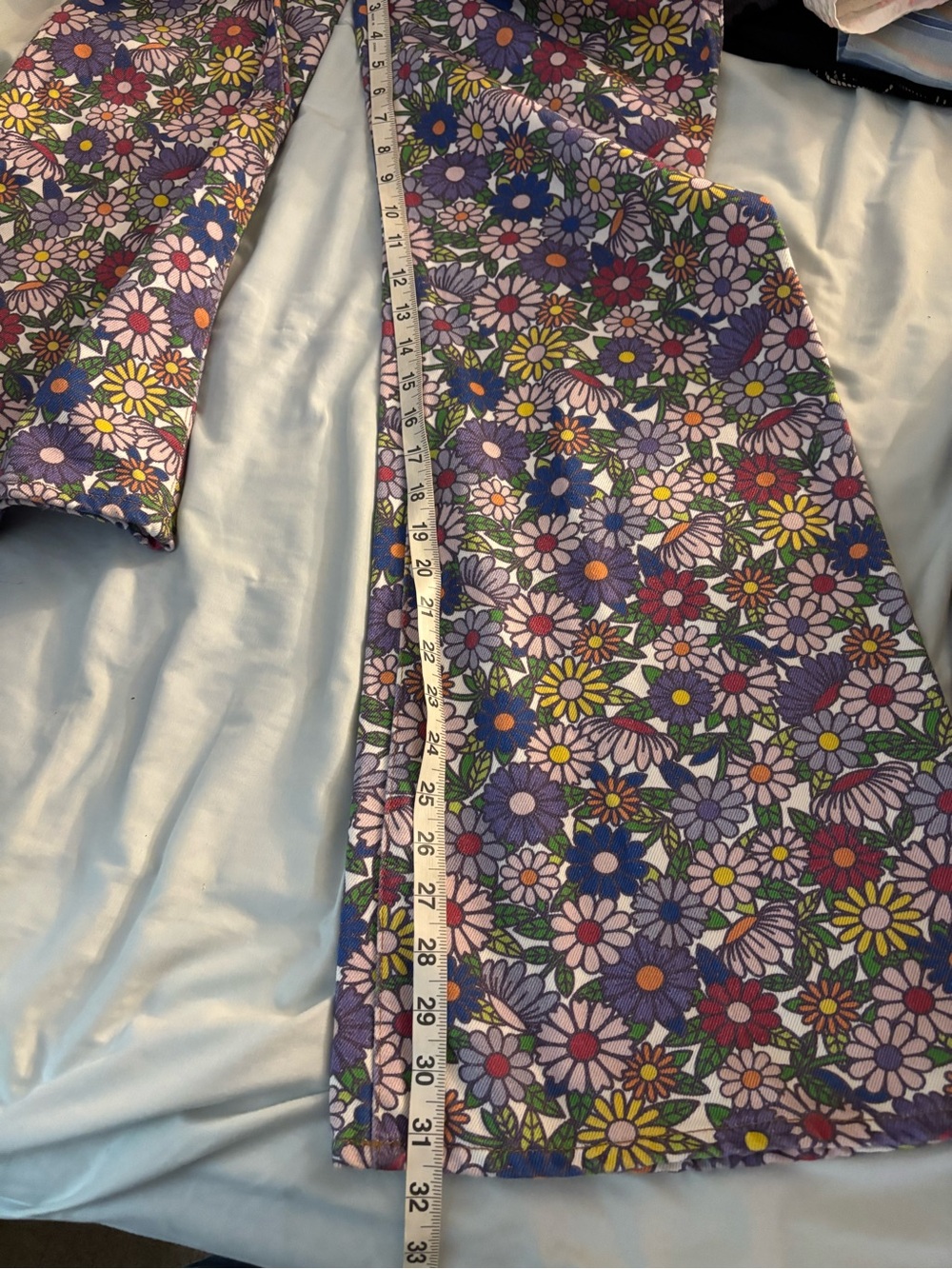 Wrangler Wanderer High Rise Flare Jeans Flower Floral Print Hippie Size 28 - Picture 11 of 11